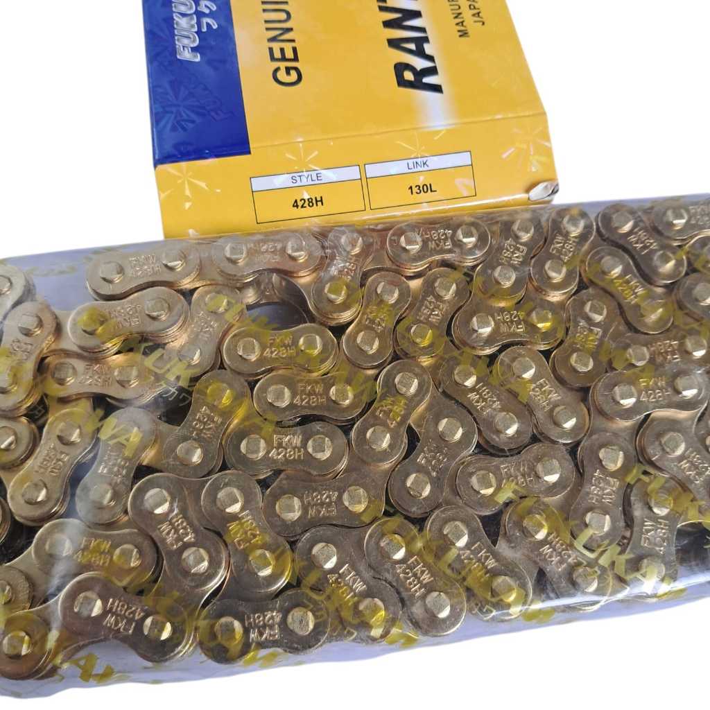 Rantai Emas FUKUKAWA 428H - 130L | Rantai Motor Emas | Motorcycle Chain (Gold)