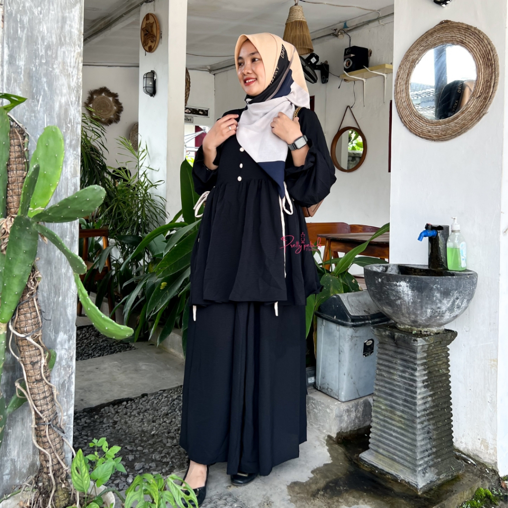 MAISARA One Set Setelan Baju Pakaian Terbaru Kekinian Bahan Crinkle airflow Premium Baju Setelan Wan
