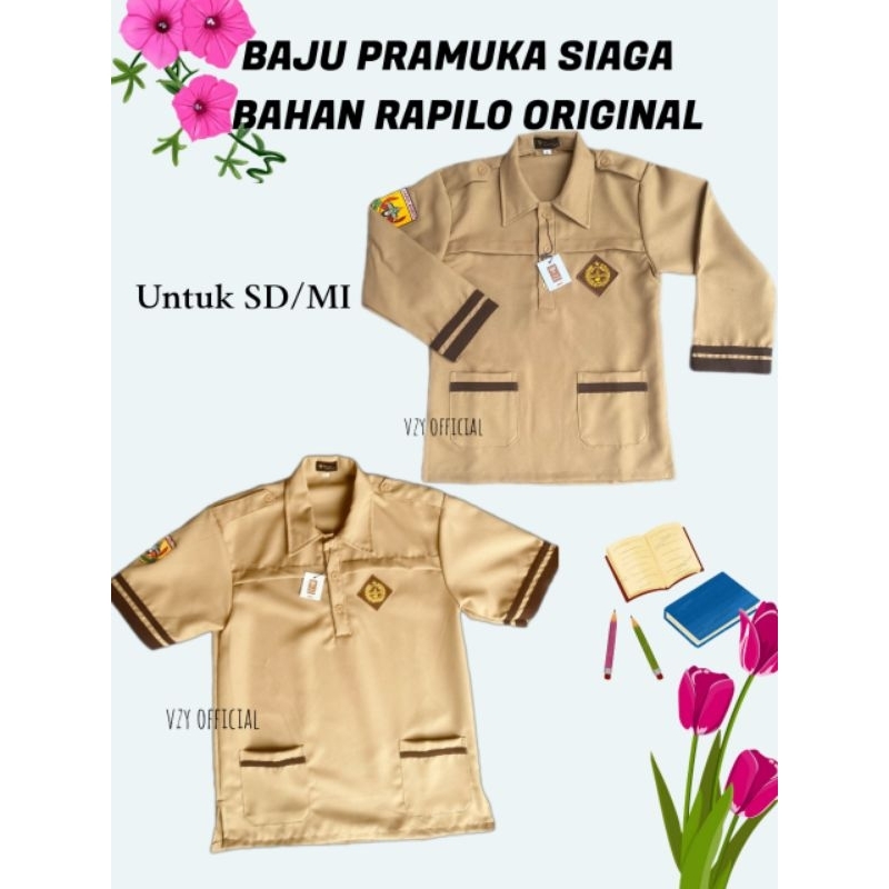 Baju PRAMUKA Siaga  SD/MI BAHAN RAPILO ORIGINAL   Untuk Laki-Laki Dan Perempuan