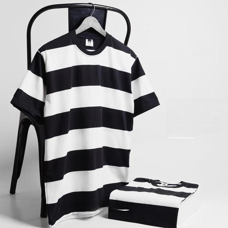 Kaos Stripe Dewasa Small Dark Series Lengan Pendek / atasan baju pakaian laki laki2 cowok cewek pere