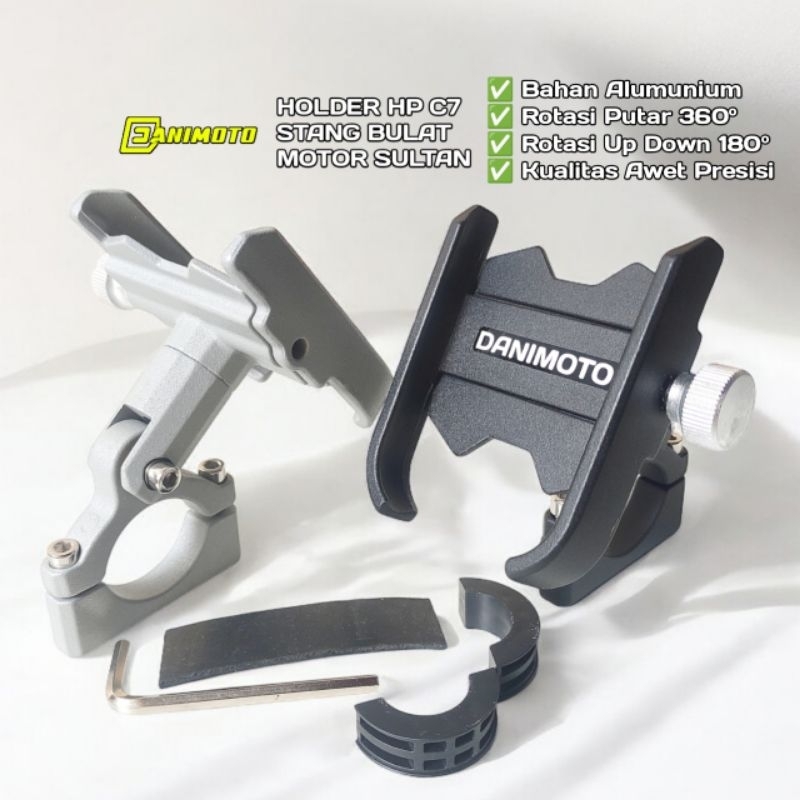 Stang Holder HP Motor C7 DANIMOTO Dudukan Ponsel Besi HANDLEBAR PCX ADV BEAT STREET SCOOPY GUB P30