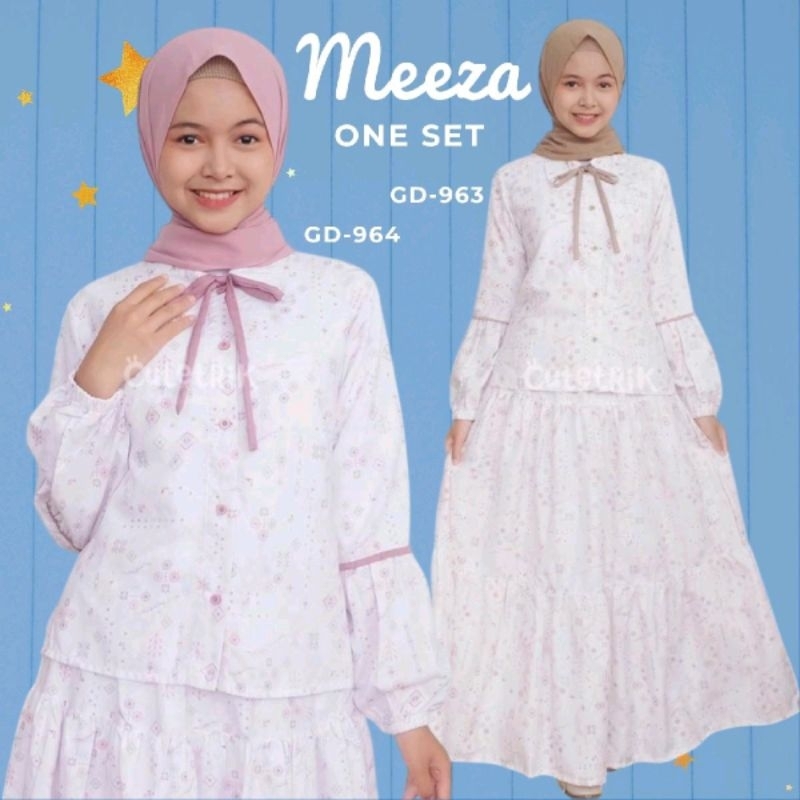 CutetRiK One Set MEEZA GD-963 GD-964 Baju Muslim Anak Remaja Tanggung Setelan Tunik Rok Blouse Katun
