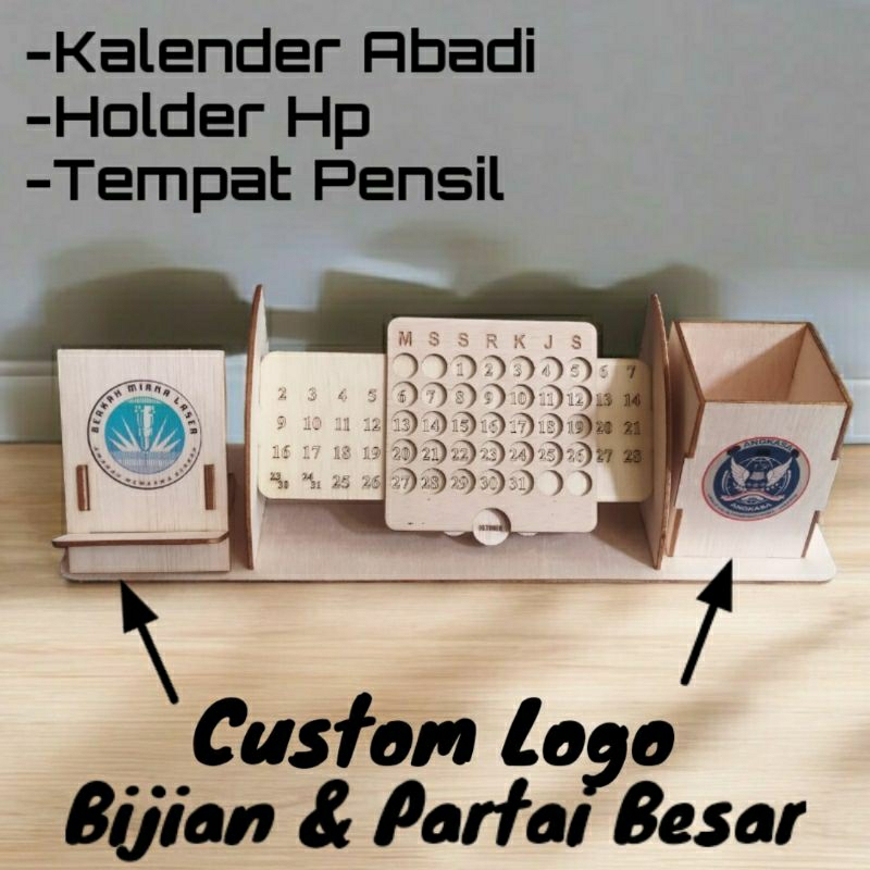 

3in1. kalender abadi, tempat hp, tempat pensil, custom box custom grafir