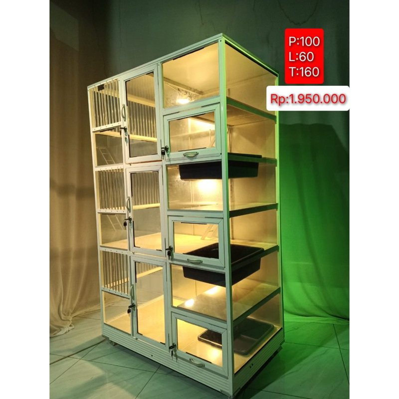 kandang kucing alumunium 3 kamar tingkat besar