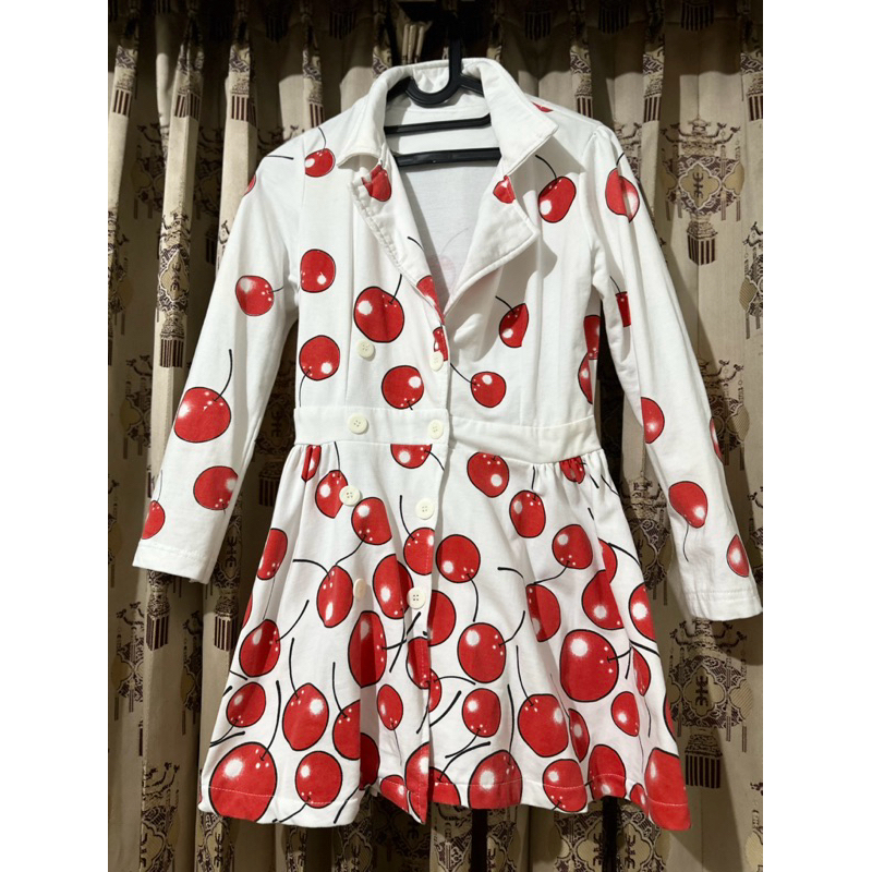 Blazer dress outer putih n top satin biru