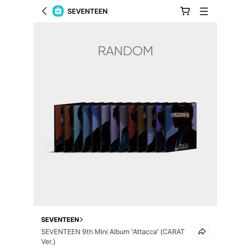 MINI ALBUM SEVENTEEN ATTACCA CARAT VERSION CARVER FULLSET SEALED
