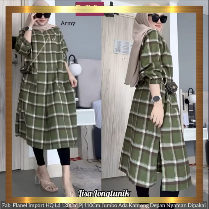 DEPIA - AURA - LISA BLOUSE TUNIK JUMBO WANITA FLANEL IMPORT LD 120-134cm | ATASAN WANITA FLANEL IMPO