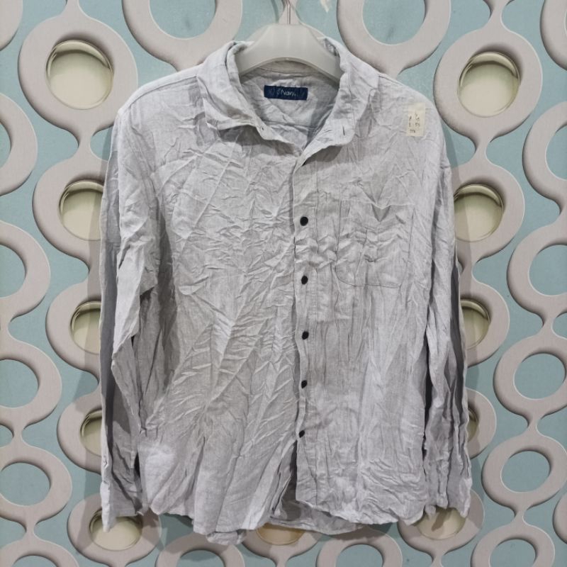 KEMEJA FLANNEL PRIA SECOND NAVY ORIGINAL SIZE L NZR049