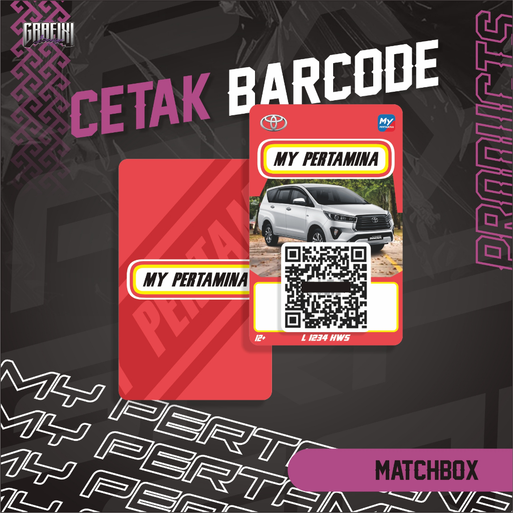 

CETAK BARCODE MY PERTAMINA KARTU PVC TEMA MATCHBOX CUSTOM 2 SISI