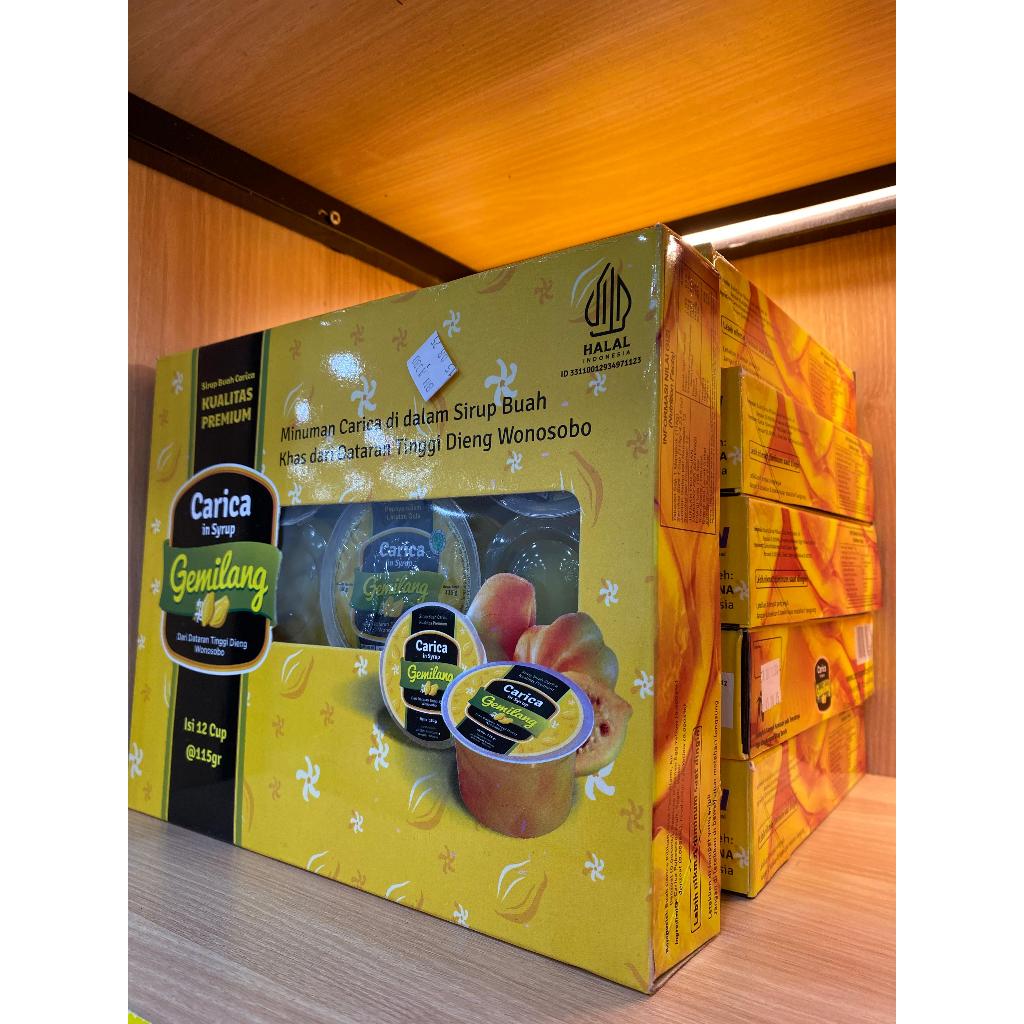 

Carica Gemilang in Syrup Dus isi 12 @115g minuman Carica di dalam sirup buah segar khas Dieng