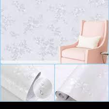 WALLPAPER STIKER DINDING MOTIF POLOS BUNGA PUTIH 7M X 45CM STICKER KEREN