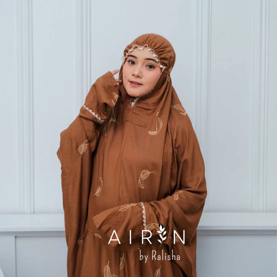 Mukena Dewasa Terbaru Rayon Twill lajuran Jumbo Bordir Timbul AIRIN