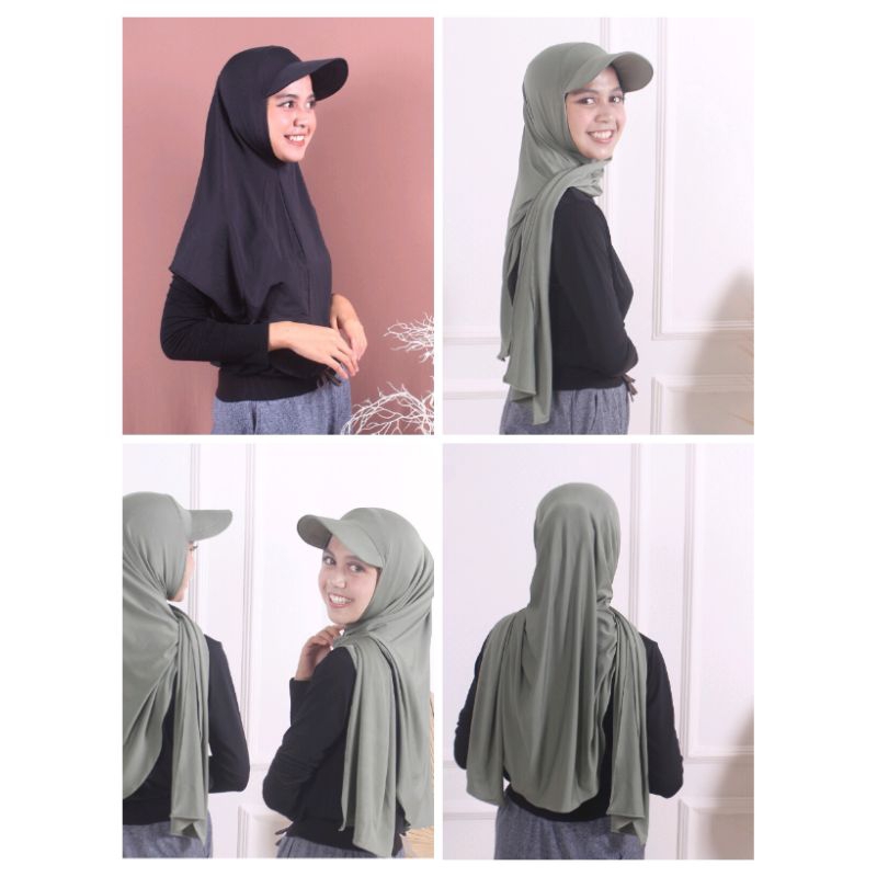 Hijab topi sport wanita hitam