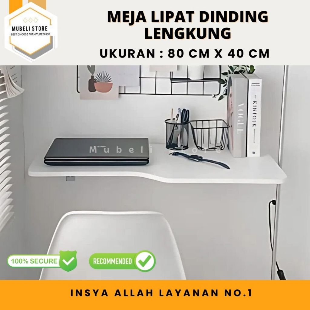 Mubeli Store - Meja Lipat Dinding Tempel Belajar Kerja Dapur Lipet Minimalis Simpel Murah LENGKUNG P