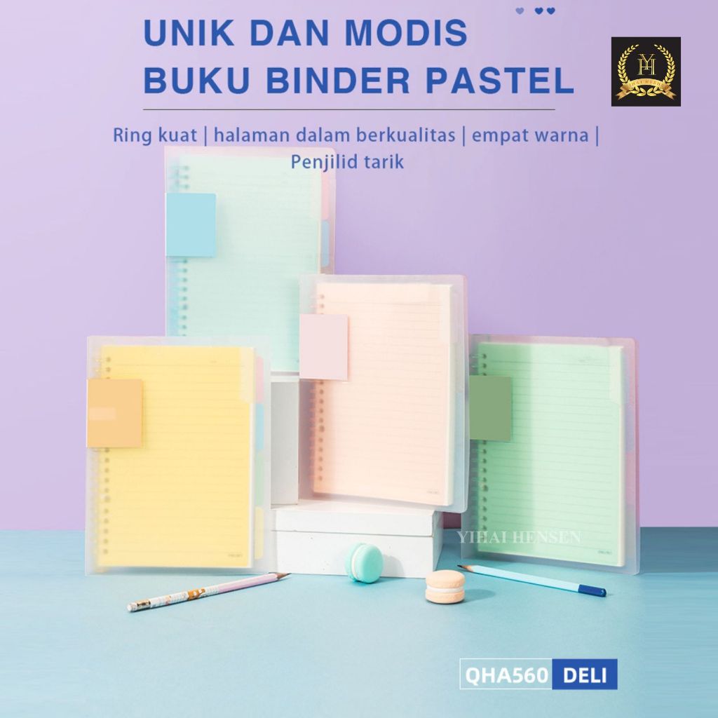 

Binder NoteBook Loose Leaf Binder A5/B5 60 Lembar Warna Pastel- YH377