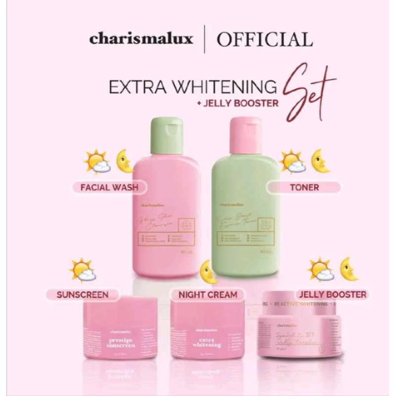 

READY PAKETHEMAT SUPER WHITENING RED JELLY CHARISMALUX ISI 5[free gift] langsung kirim