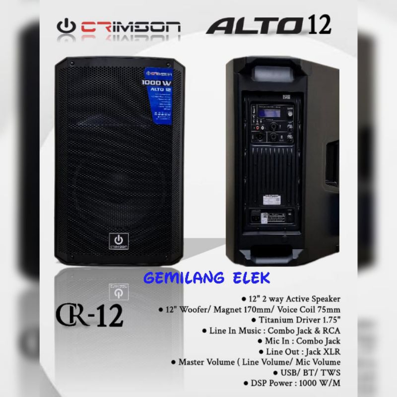 Speaker Aktif CRIMSON ALTO 12 Original 12 inch 1000 Watt