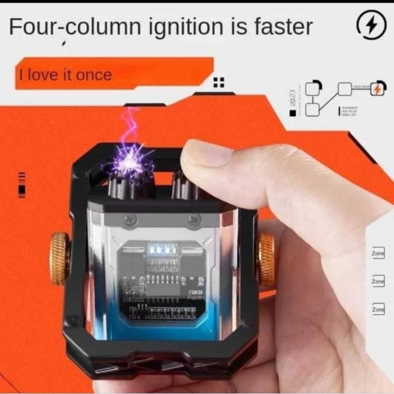 COD korek api USB Elektrik Spining Gyro Plasma Double Arc Plasma Focus Lighter SL-249