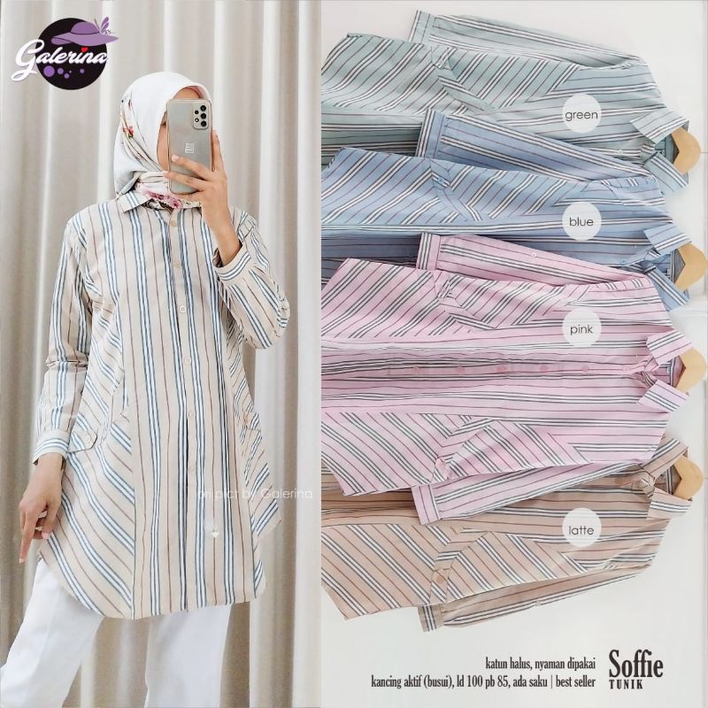 LINEA SOFIE TUNIK KEMEJA/ BLOUSE GARIS LINEN WANITA