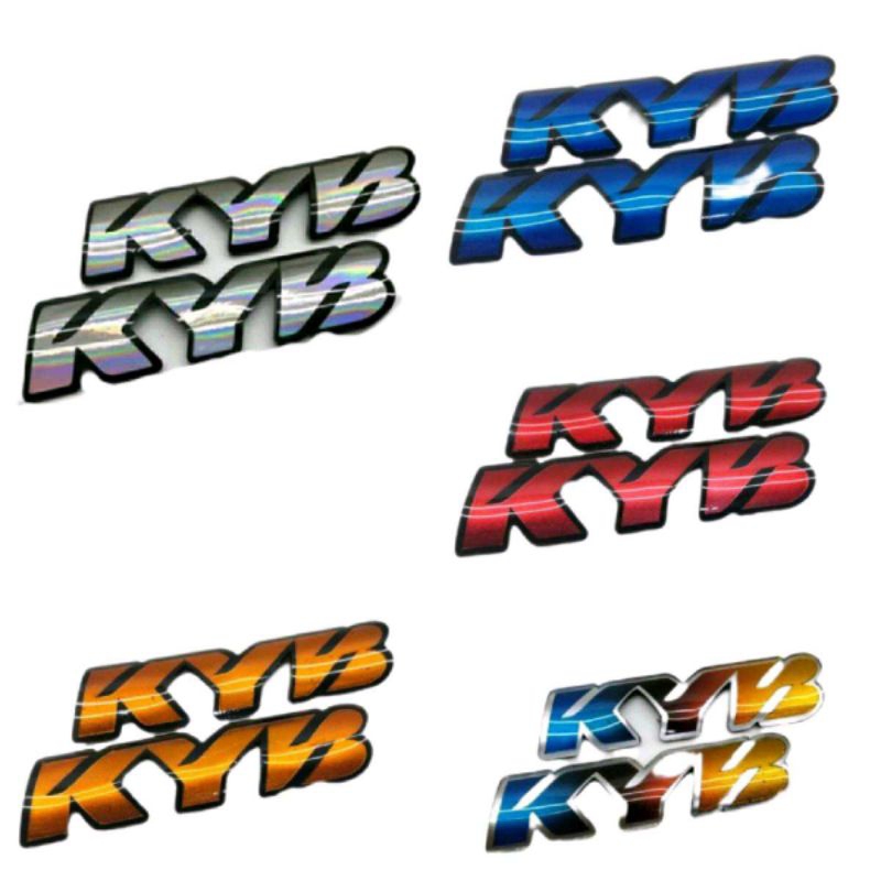 Emblem Logo Stiker shock Depan Model Timbul KYB Set Kanan Kiri