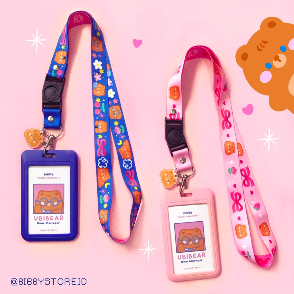 

LANYARD BIBBY BEAR/ Tali name tag kartu nama kantor id card beruang