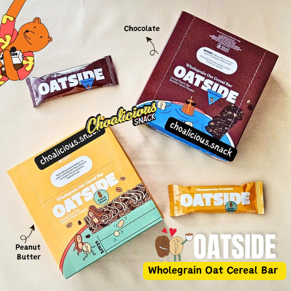 

OATSIDE Wholegrain Oat Cereal Bar Rasa Peanut Butter / Chocolate / Strawberry Makanan Ringan Snack Bar Ecer @18 gram