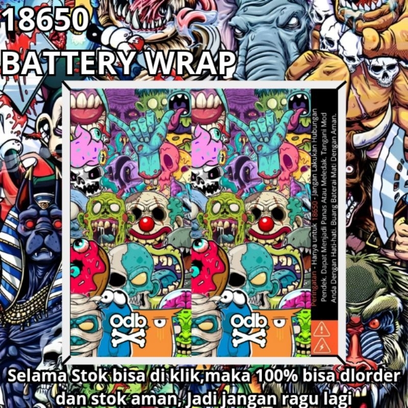 Jaka Custom - Skin Stiker Wrap Baterai 18650 Motif ODB X Monster V4 Bisa Hologram Full Desain Untuk 