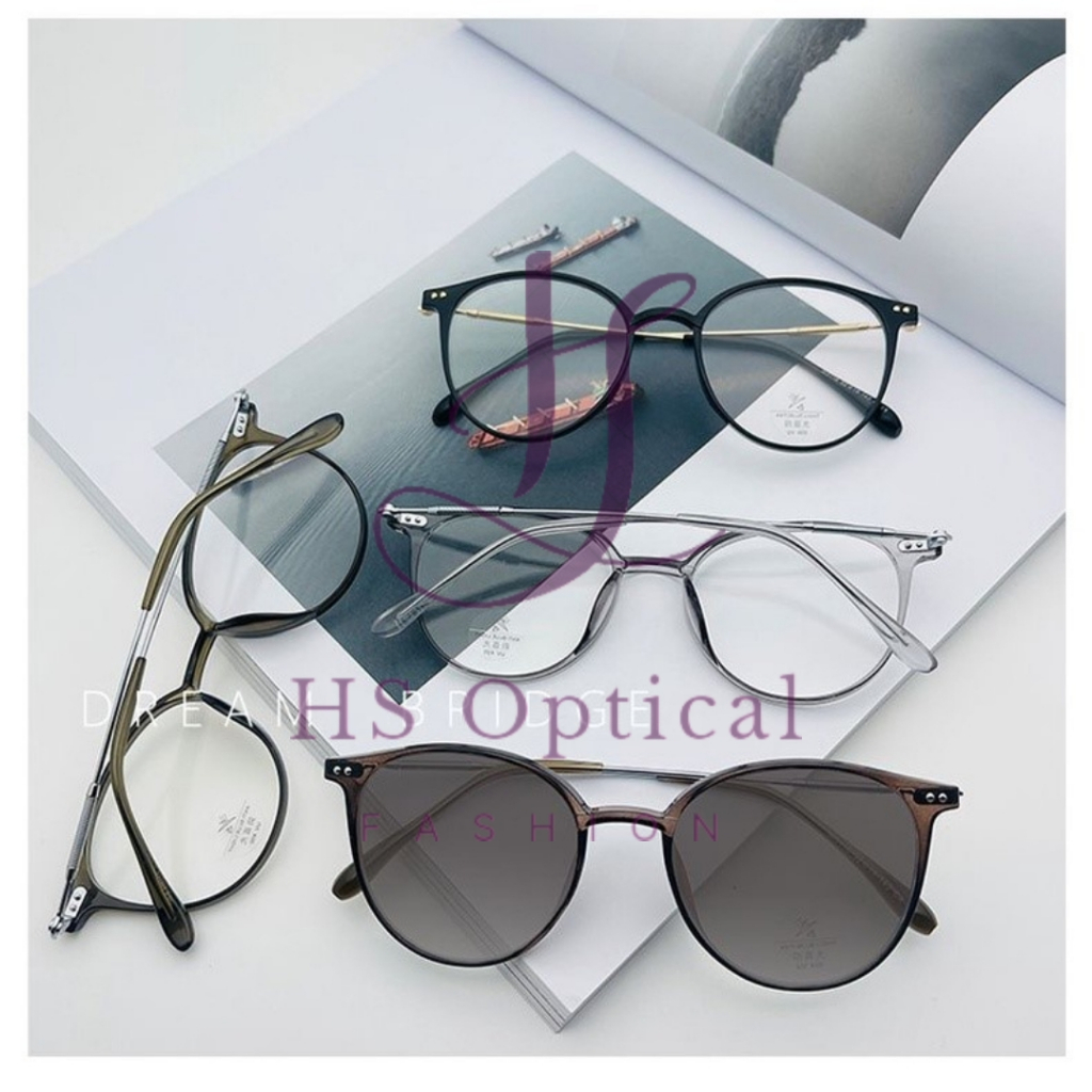 Kacamata Photocromic Anti Radiasi - Kacamata Korea Fashion Pria Wanita - Kacamata Anti radiasi Bulat