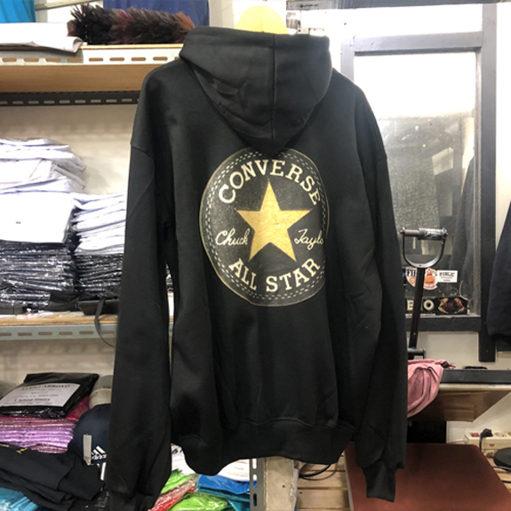 Sweater Hoodie Converse All Star Hoodie Hitam Casual Unisex Bahan Black Cotton Fleece | PULLOVER & Z
