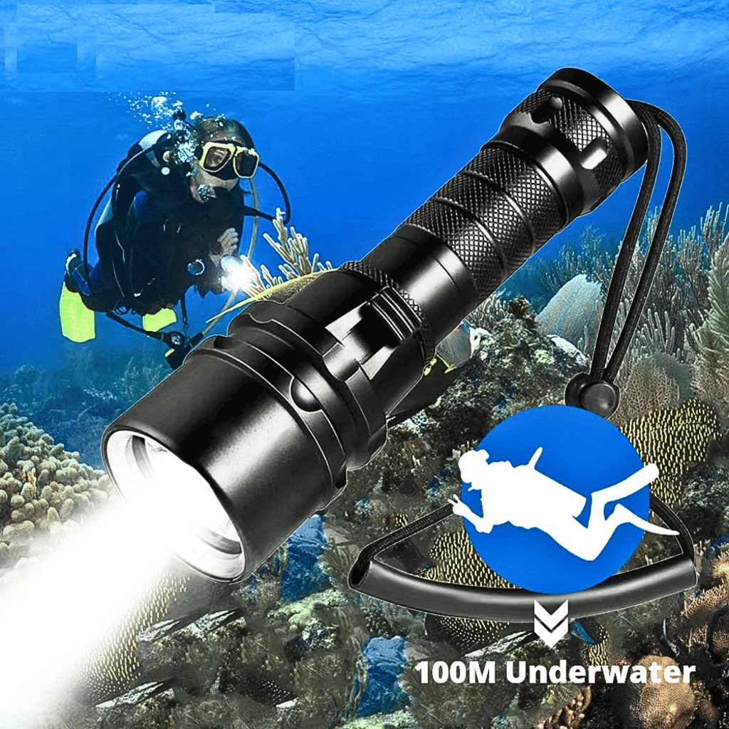 YUPARD Senter Selam LED Anti Air Tahan 20 Jam Senter Diving Super Terang Waterproof L2 1200 G300