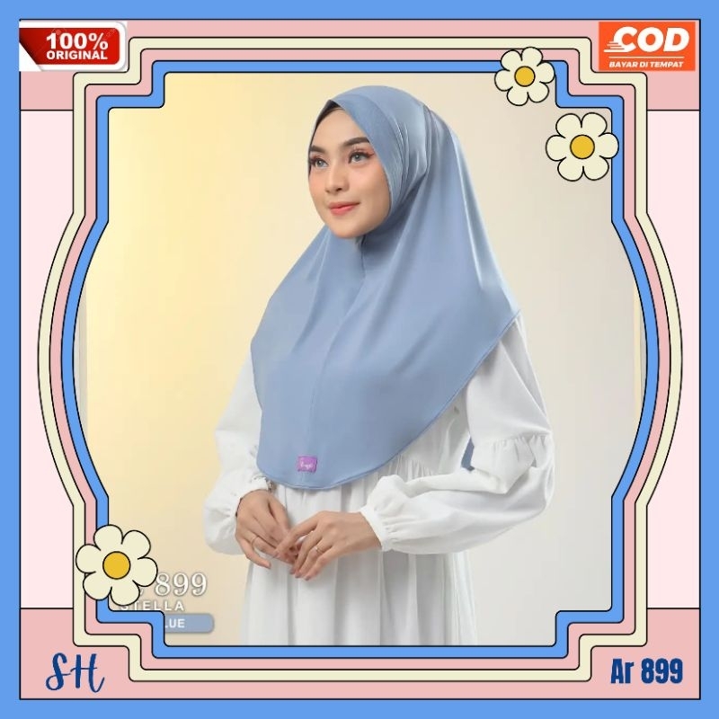 Promo - Arrafi AR 899 hijab jilbab kerudung bergo jersey instan motif olahraga senam sporty joging l