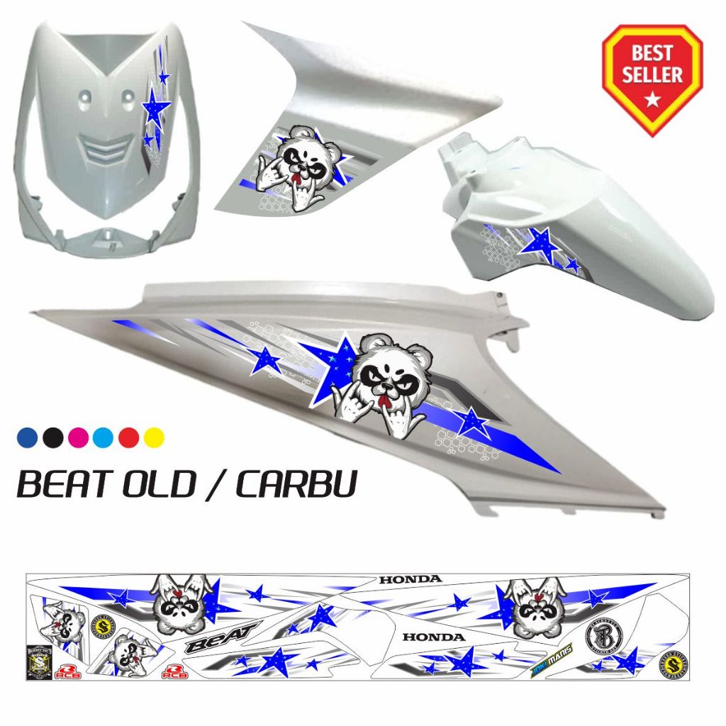 STIKER MOTOR BEAT OLD MOTIF PANDA VARIASI STRIPING BEAT