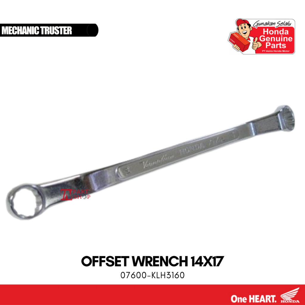 Kunci Ring 14 - 17MM (Offset Wrench 14X17) Original Honda KOWA / 07600-KLH3160