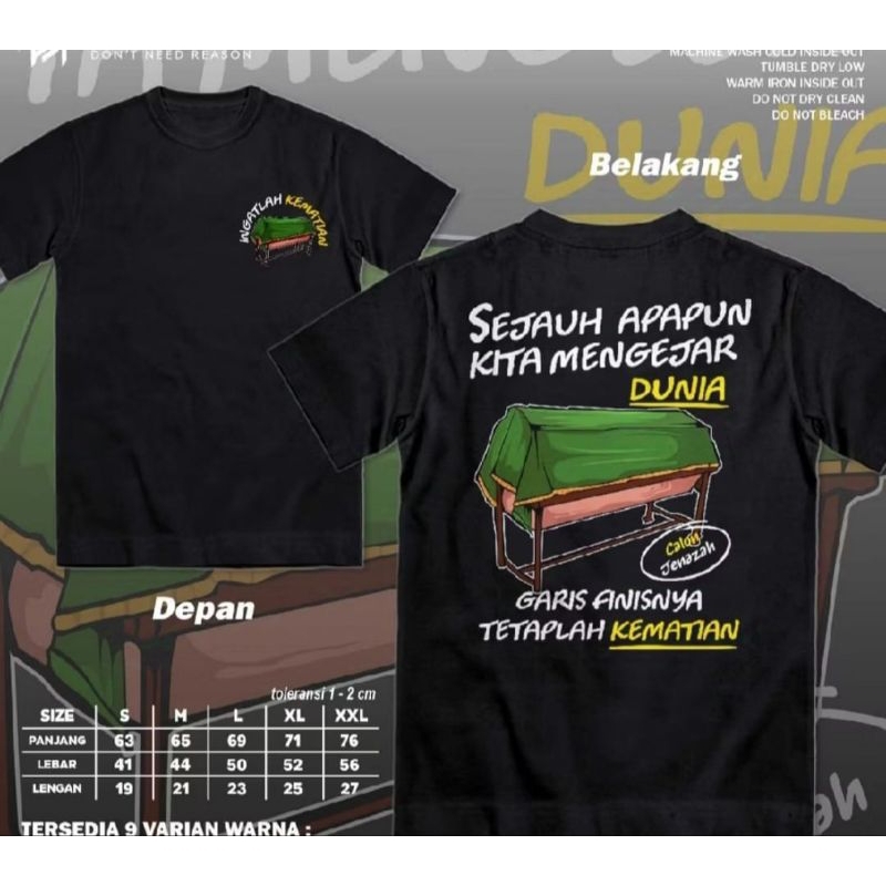 KAOS SEJAUH APAPUN KITA MENGEJAR DUNIA KAOS HITAM