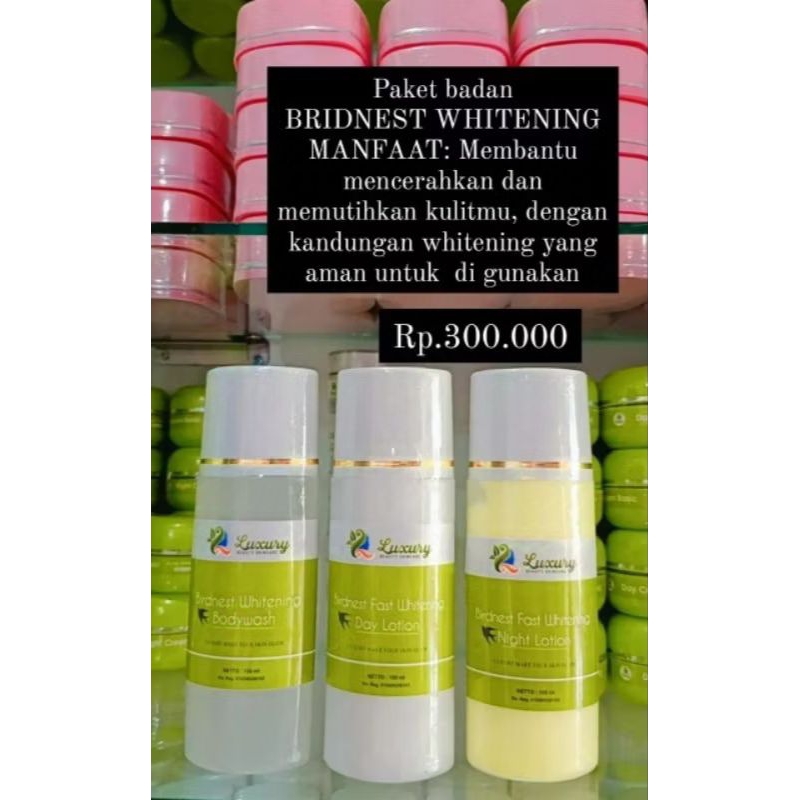 PAKET BADAN BRINDEST WHITENING LUXURY BEAUTY LENGAKAP ISI 3 ORI