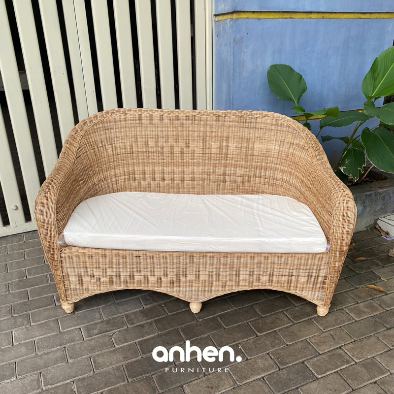 Sofa Tamu Rotan Alam / Sofa Rotan Estetik / Sofa Ruang Tunggu