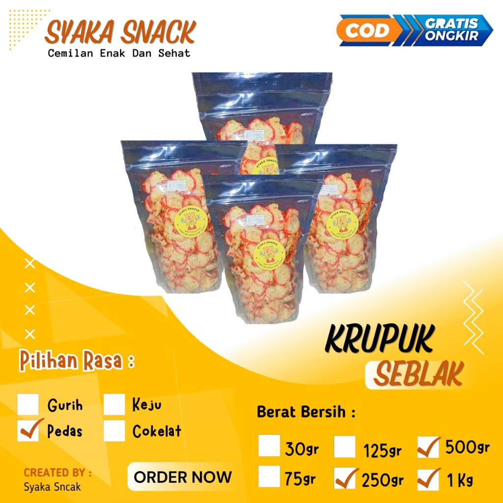 

Cemilan Krupuk Seblak Warna Warni Pedas - Kemasan Besar
