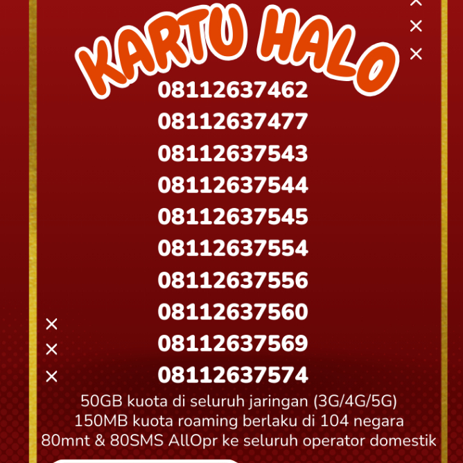 Kuota 50GB  Telkomsel kartu halo 11 digit nomor 29