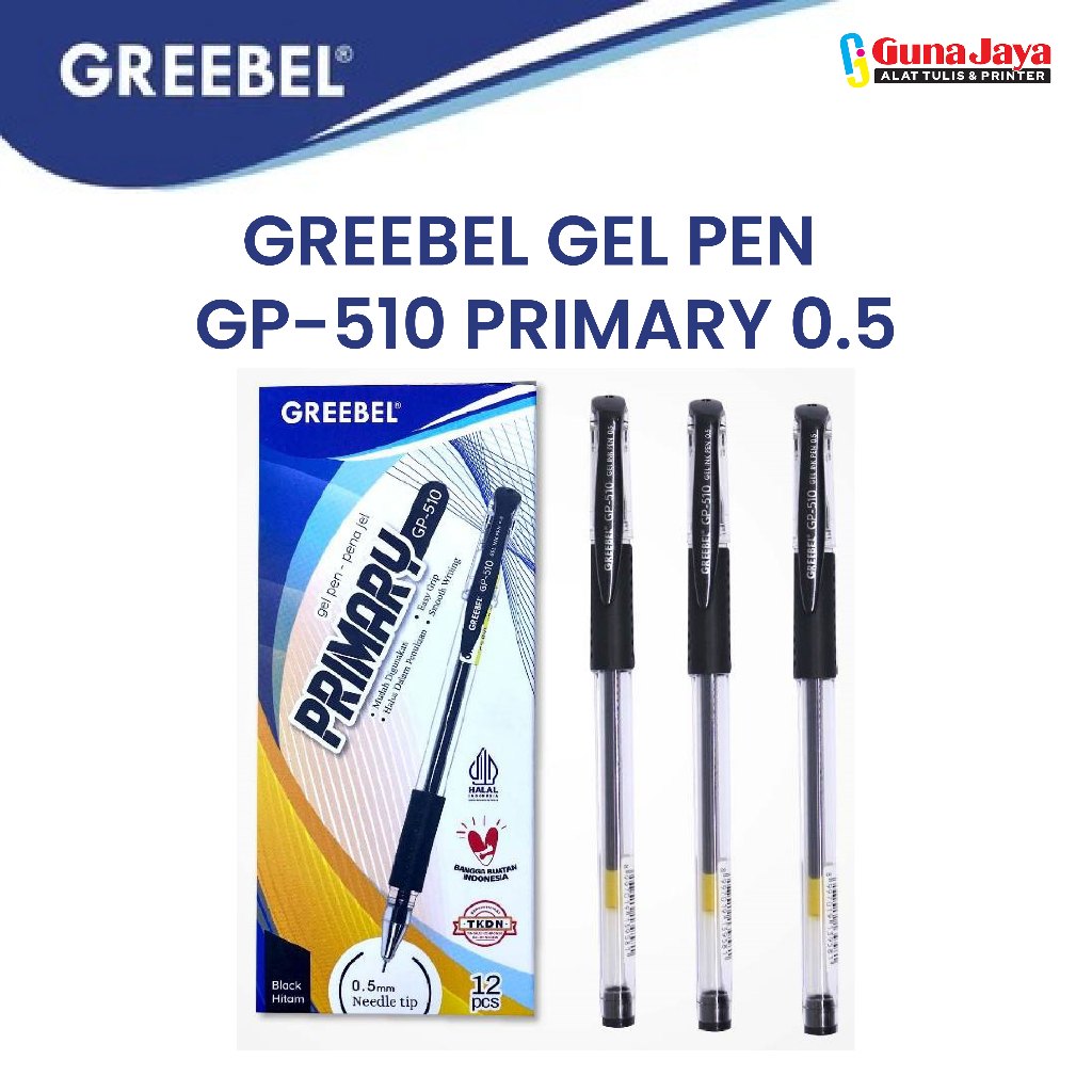 

GREEBEL PULPEN GEL / GEL PEN GP-510 Primary 0.5 Hitam / Ballpen Gel
