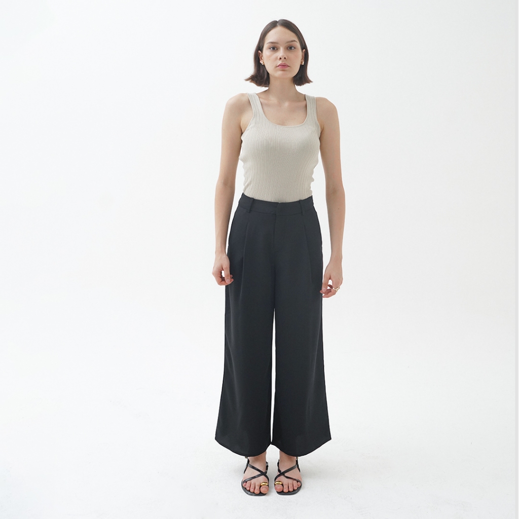 Mississippi Wide Leg Trousers Celana Wanita LIN000553M Hitam