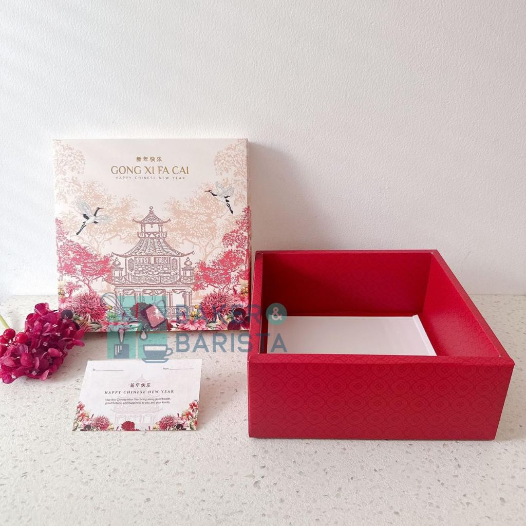 

Imlek Box Red Flower Box 22x22cm cny hampers box kotak kue kering
