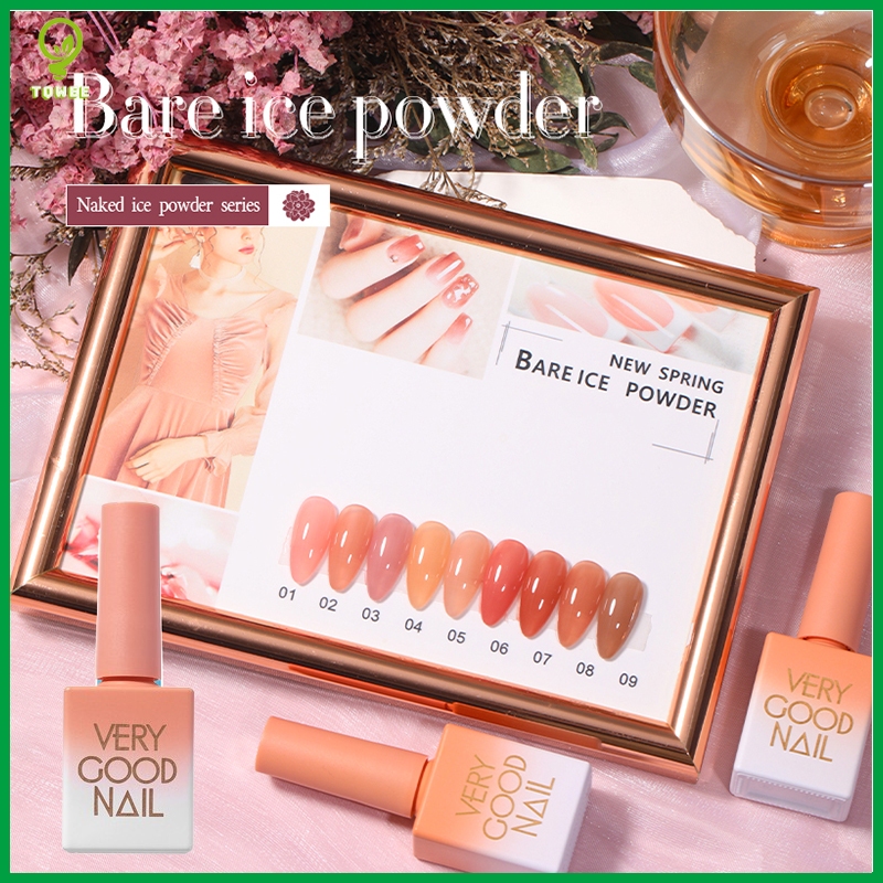 [Dengan papan tampilan warna] ZC 2025 Milan 9 Warna 15ml jelly color gel polish Set Pink Nude Soak O