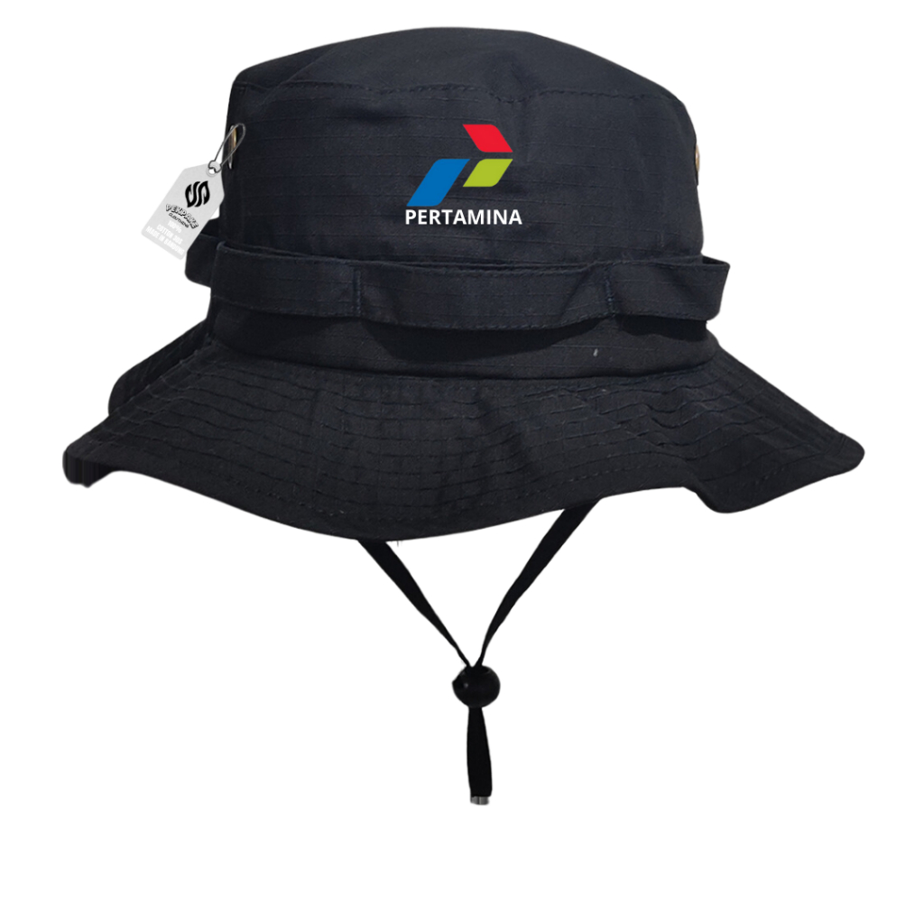 Topi Rimba Pertamina Hitam / Topi Hiking Logo Pertamina