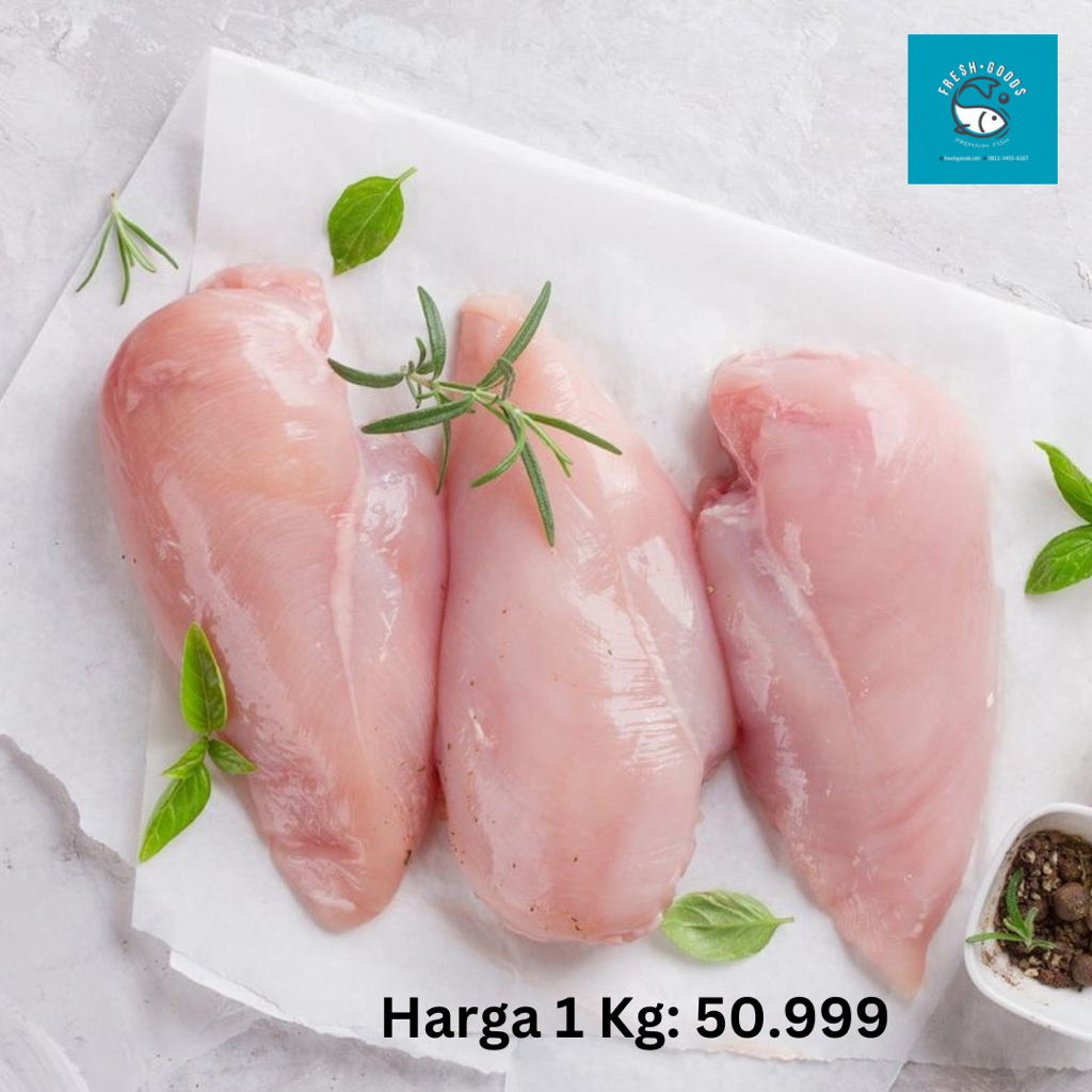 

Dada Ayam Fillet Premium - Daging Dada Ayam (Tanpa Kulit) - Boneless Chicken Breast by Freshgoods Jakarta Barat