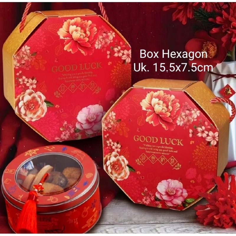 

Box dus edisi imlek cny box hampers kue kering bulat 1 toples