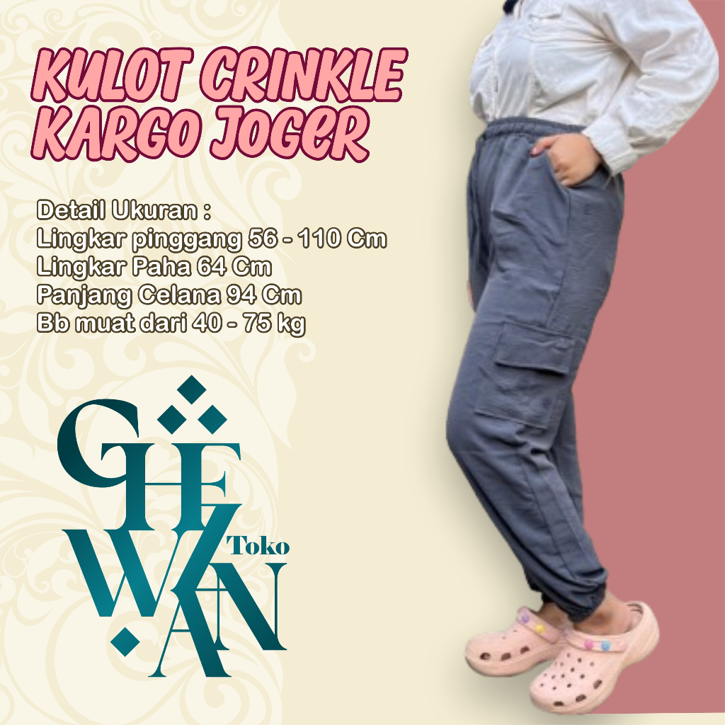 CELANA JOGER PANTS CARGO BAHAN CRINKLE AIRFLOW