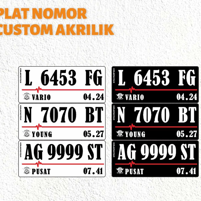 Plat Motor Huruf Timbul Akrilik Plat Motor Akrilik Timbul