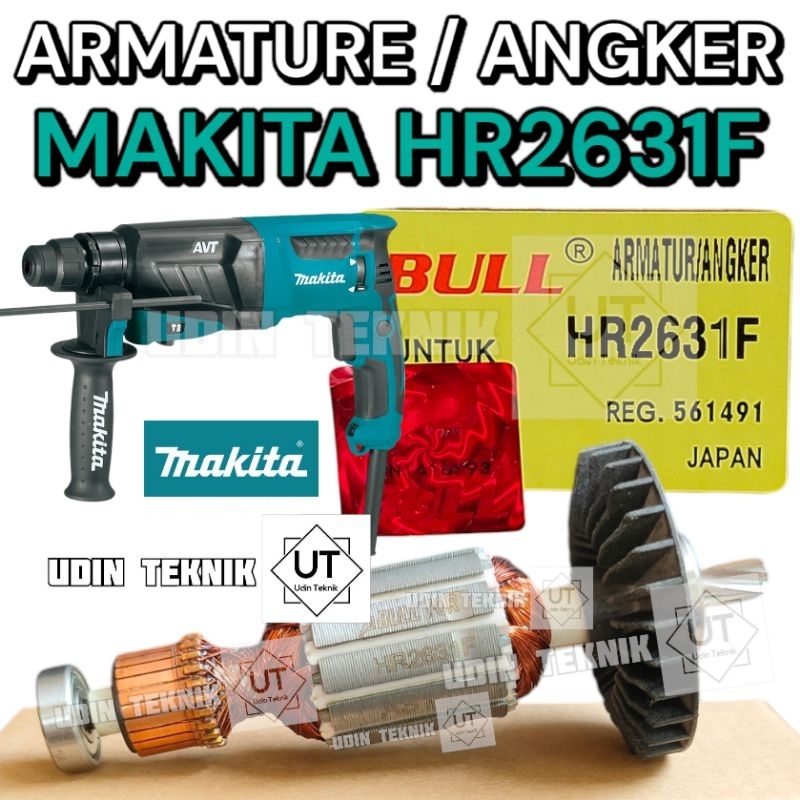 ARMATURE MAKITA HR2631F ANGKER MESIN BOR ROTARY HAMMER MAKITA HR 2631 F BULL