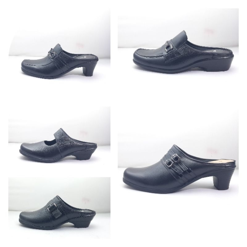 zonia sepatu busting wanita hitam kulit