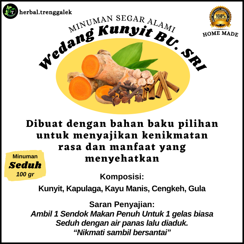 

Minuman Tradisional Wedang Kunyit Seduh Herbal BU SRI Home Made 100% Alami - 1 Pouch 100 gram